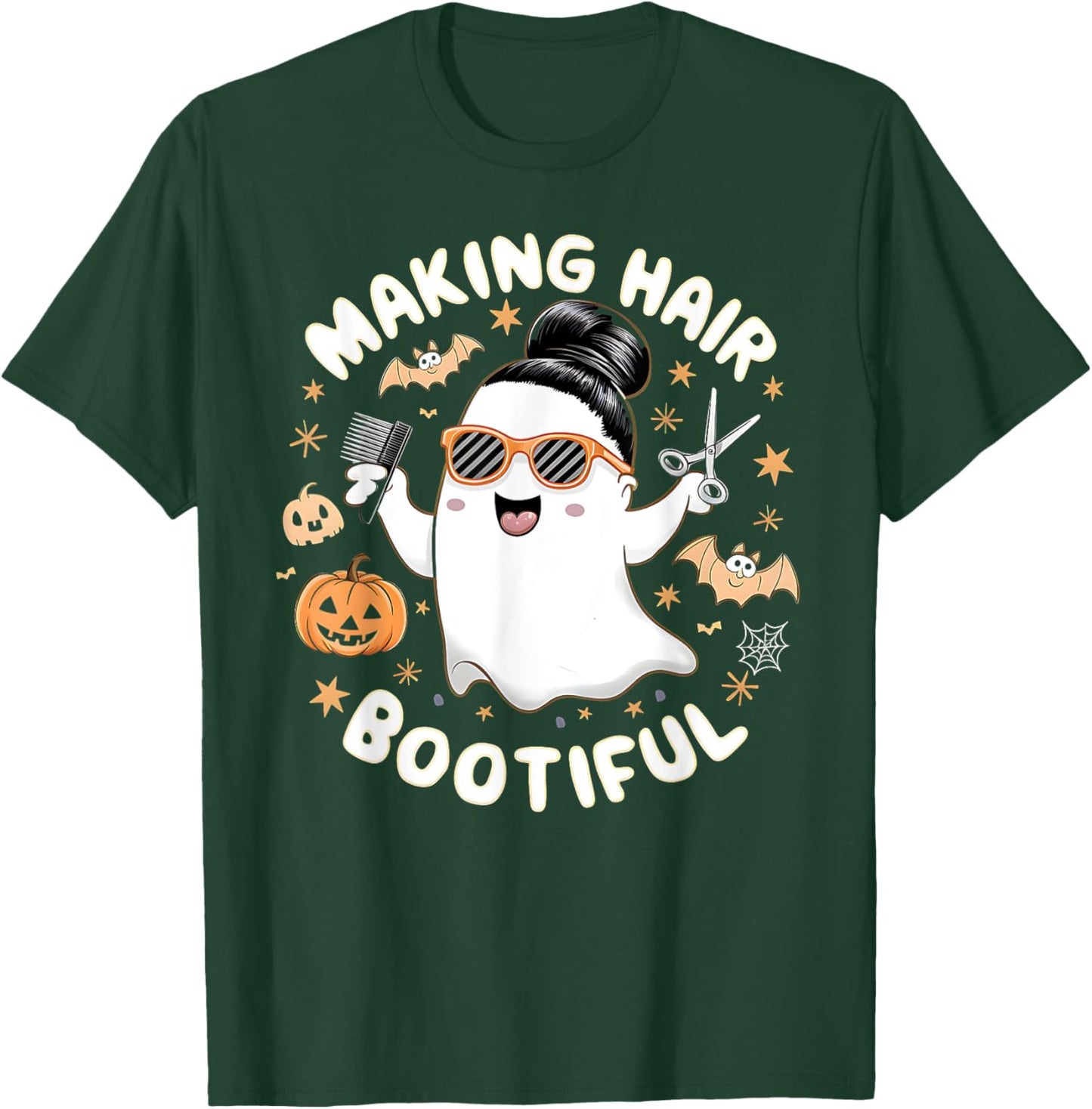 Making Hair Bootiful Halloween Ghost Barber T-Shirt - T-Shirt | Forest