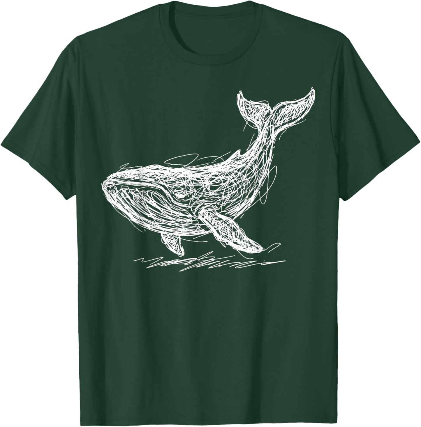 Blue Whale Line Art Whale Watching T-Shirt - T-Shirt | Forest