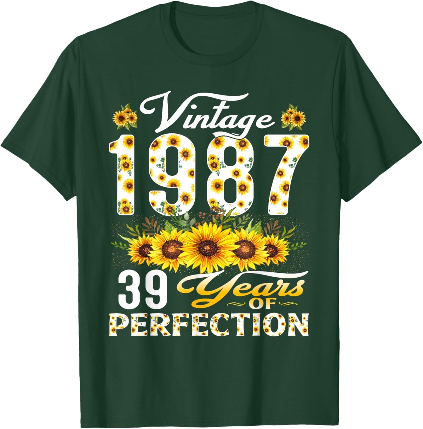 39 Year Old Vintage 1987 Sunflower 39th Birthday Women T-Shirt - T-Shirt | Forest