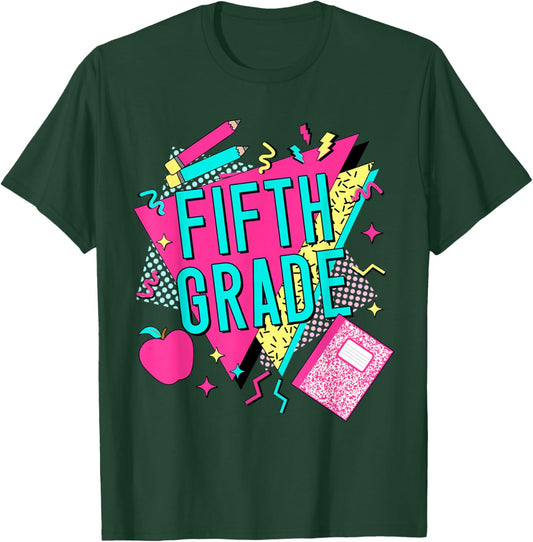 Fifth Grade Retro 90s 5th Grade Teacher Back to School T-Shirt - T-Shirt | Forest