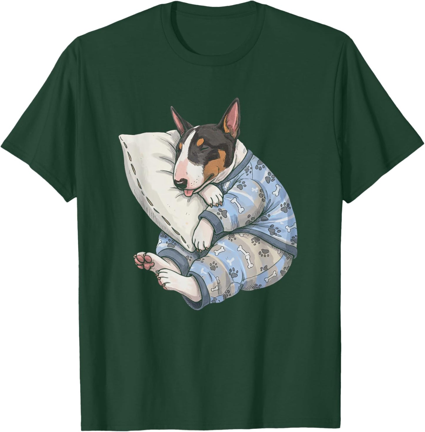 Funny Sleepy Bull Terrier Pajama Men Women Kids T-Shirt - T-Shirt | Forest