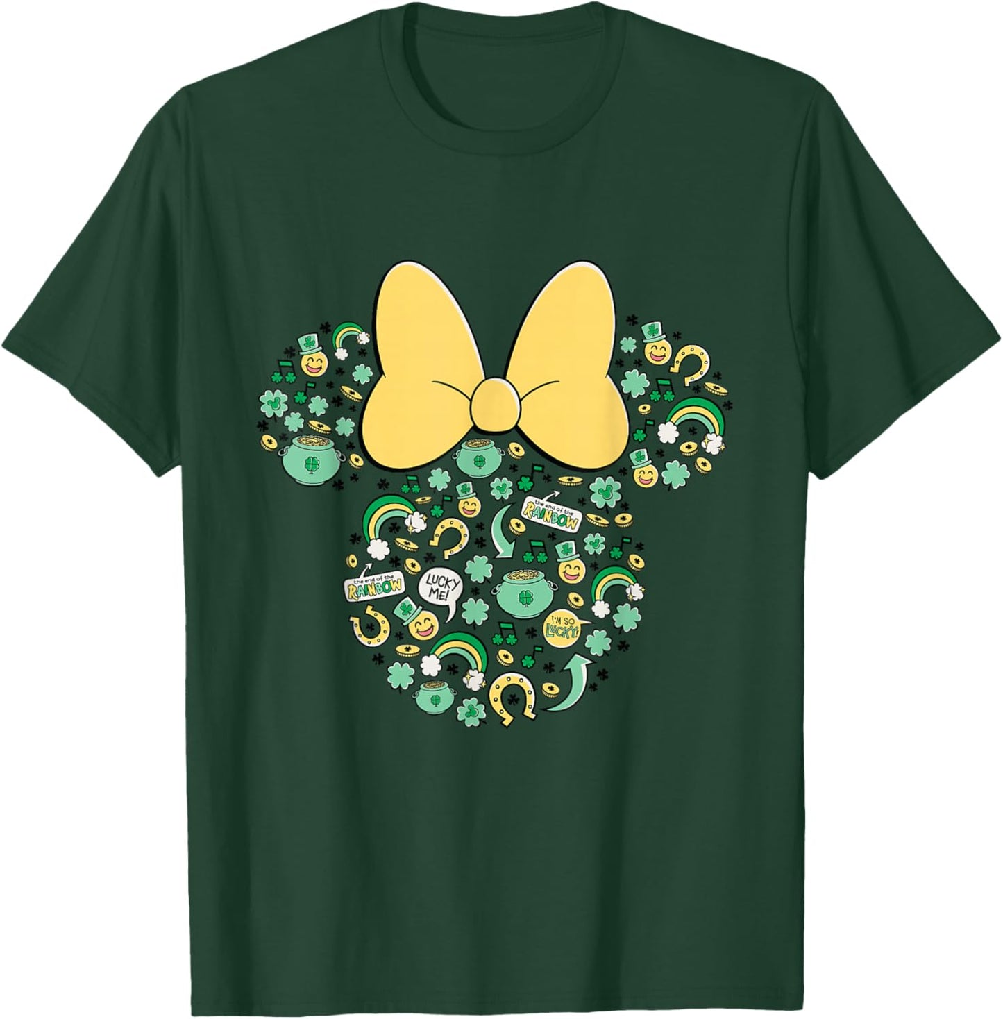 New Disney Minnie St. Patrick's Day Lucky Icons Face Shape T-Shirt - T-Shirt | Forest