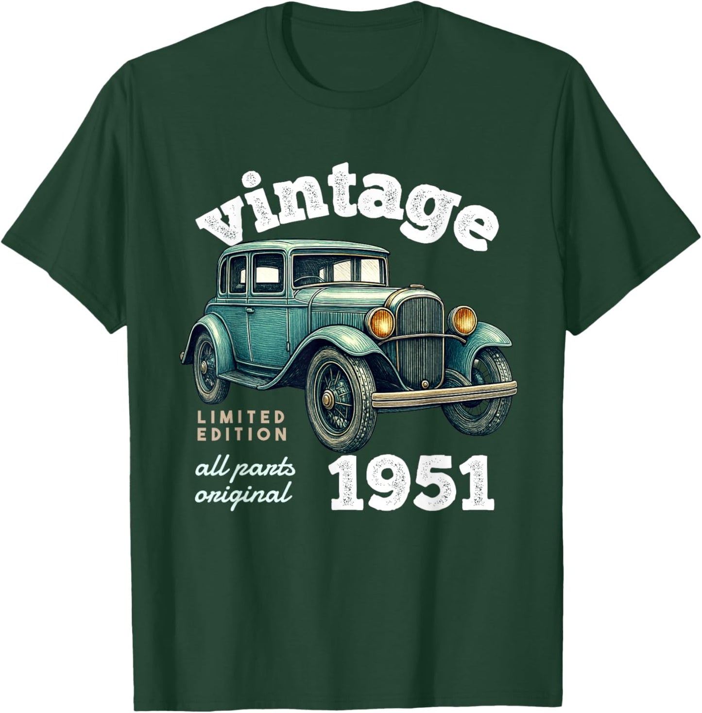 Vintage Car 1951, 75 Years, 75th Anniversary T-Shirt - T-Shirt | Forest