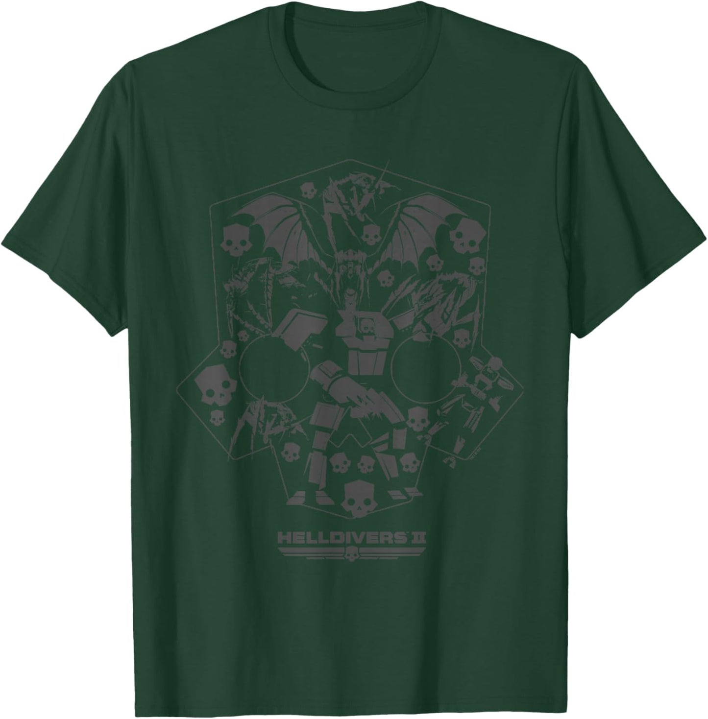 Helldivers 2 Helmet Enemy Icons Video Game T-Shirt - T-Shirt | Forest