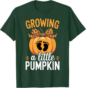 Growing A Little Pumpkin Thanksgiving Pregnancy Happy Fall T-Shirt - T-Shirt | Forest