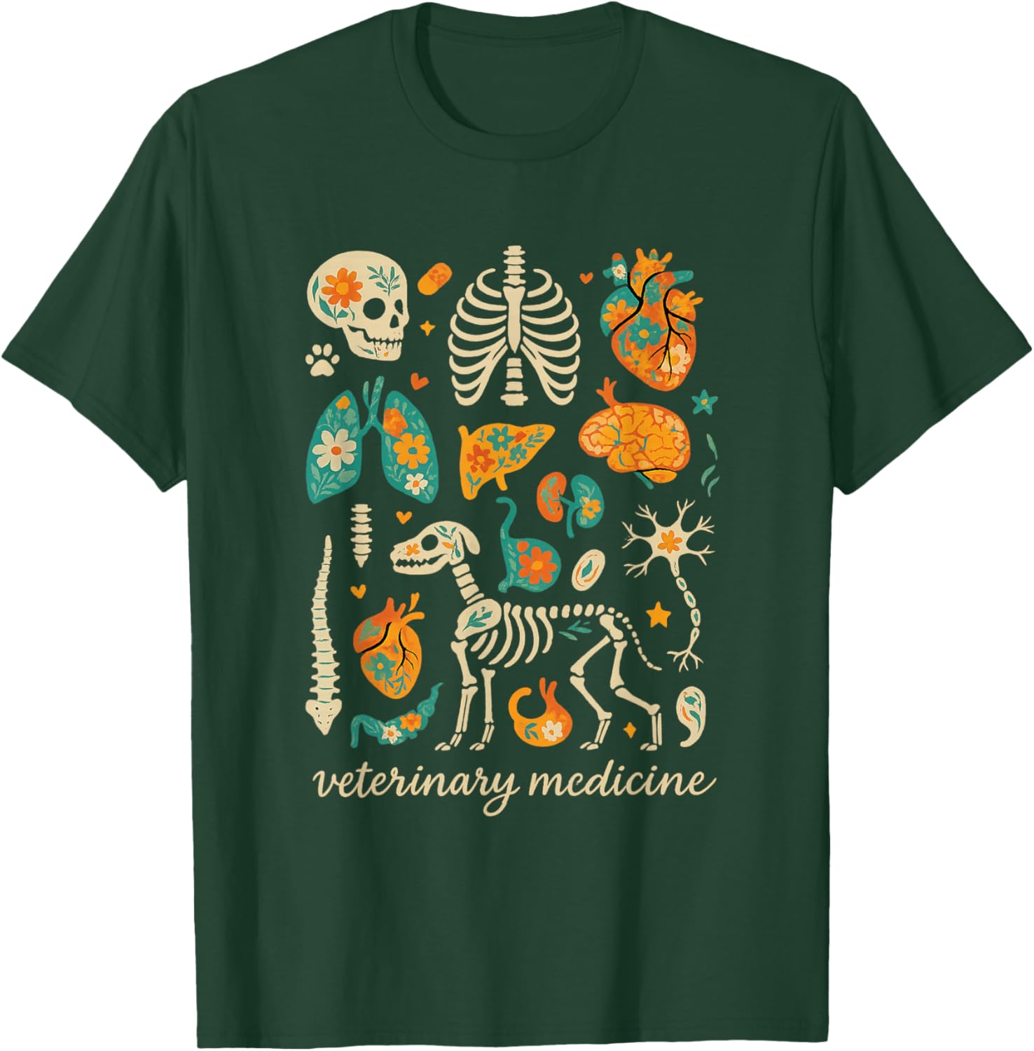 Veterinary Anatomy Animal Vet Tech Assistant T-Shirt - T-Shirt | Forest