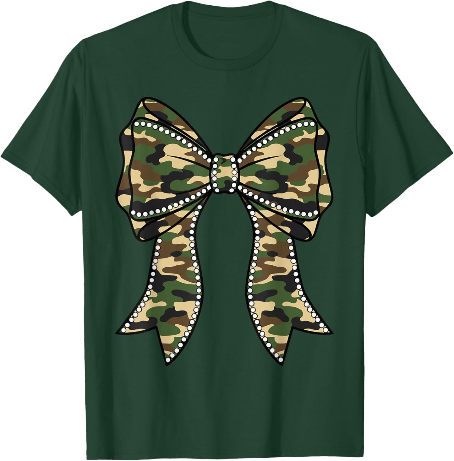 Camouflage Camo Bow Girls Camo Coquette Bow Hunting Women T-Shirt - T-Shirt | Forest