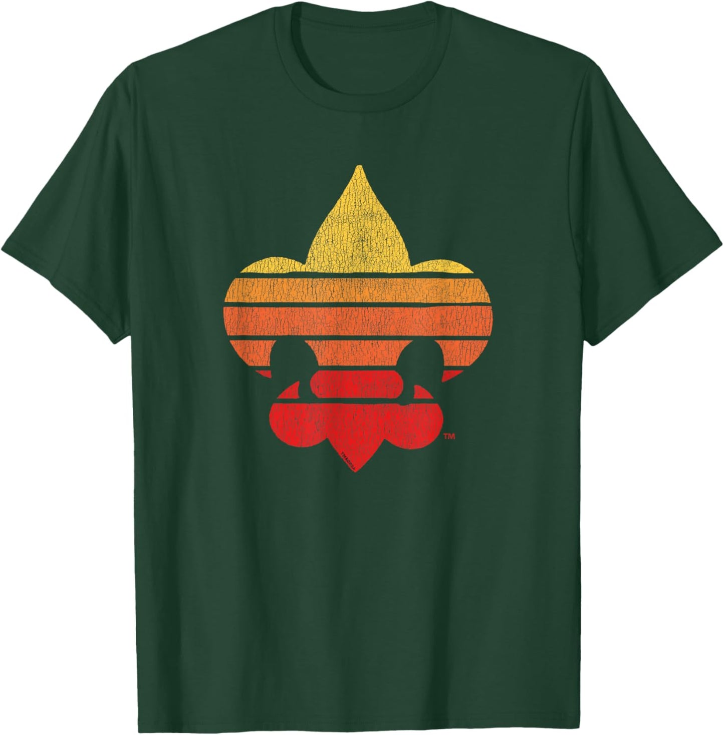Distressed Fleur-De-Lis Retro 80's / 90's Scouting America T-Shirt - T-Shirt | Forest