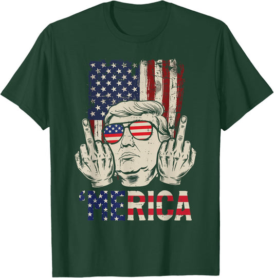Funny 4th of July Merica US Flag Patriotic Men Women T-Shirt - T-Shirt | Forest