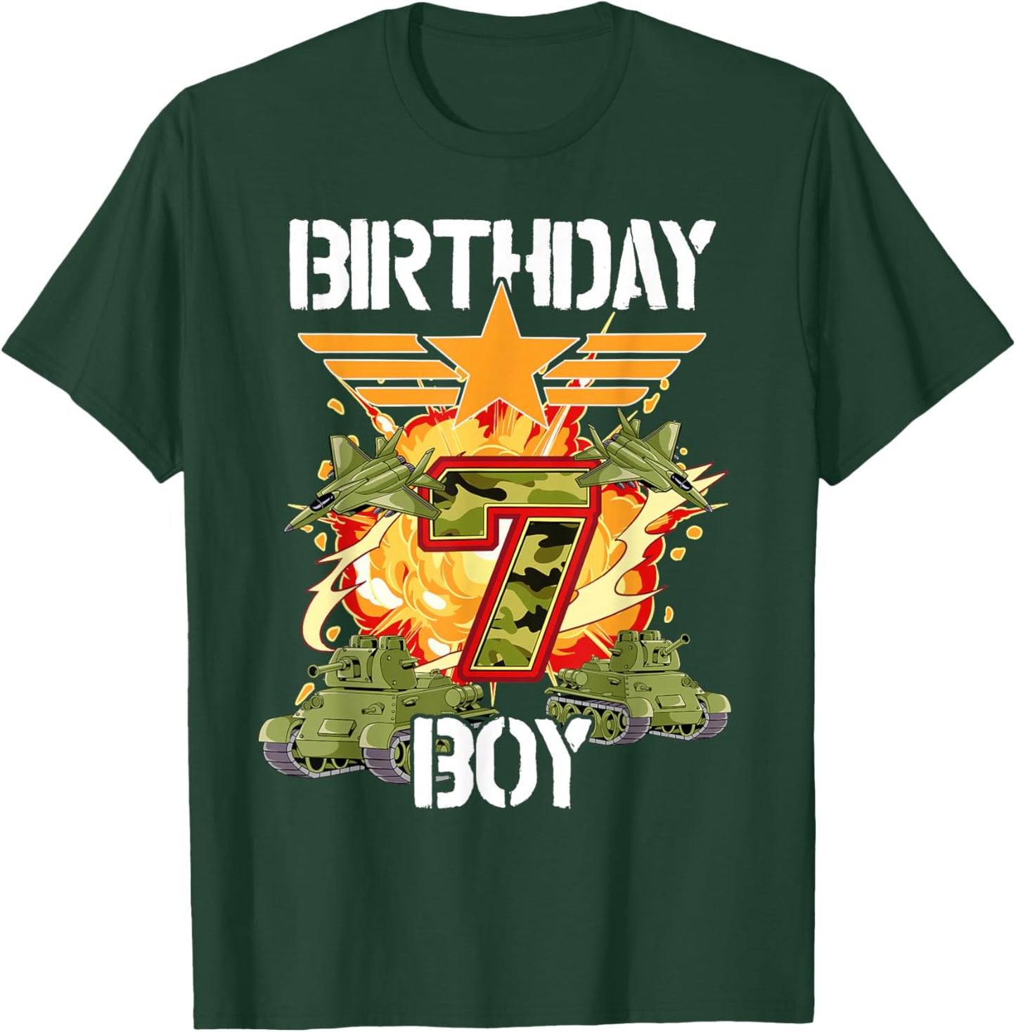 7th Birthday Army T-Shirt - T-Shirt | Forest