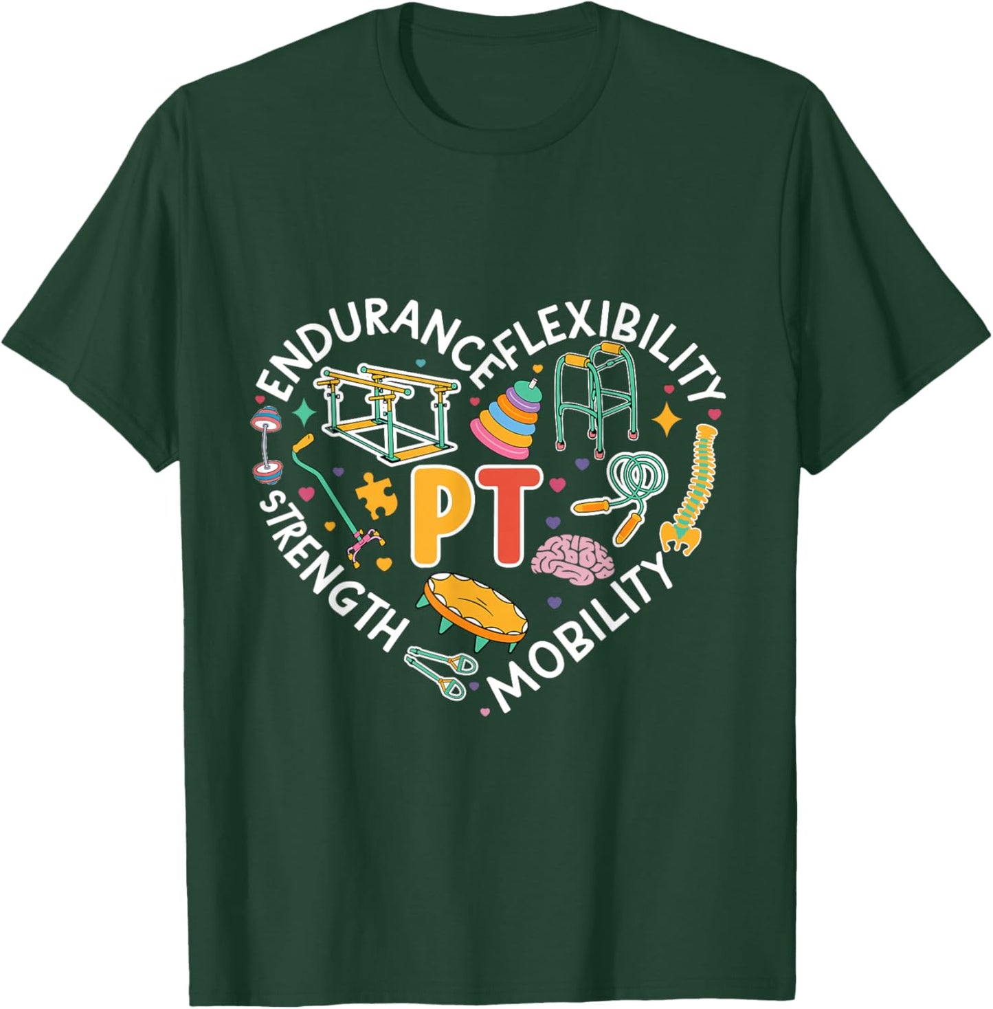 Physical Therapy Retro Groovy Physical Therapist , -Adults/Kids, Black, Small, Short Sleeve T-Shirt - T-Shirt | Forest