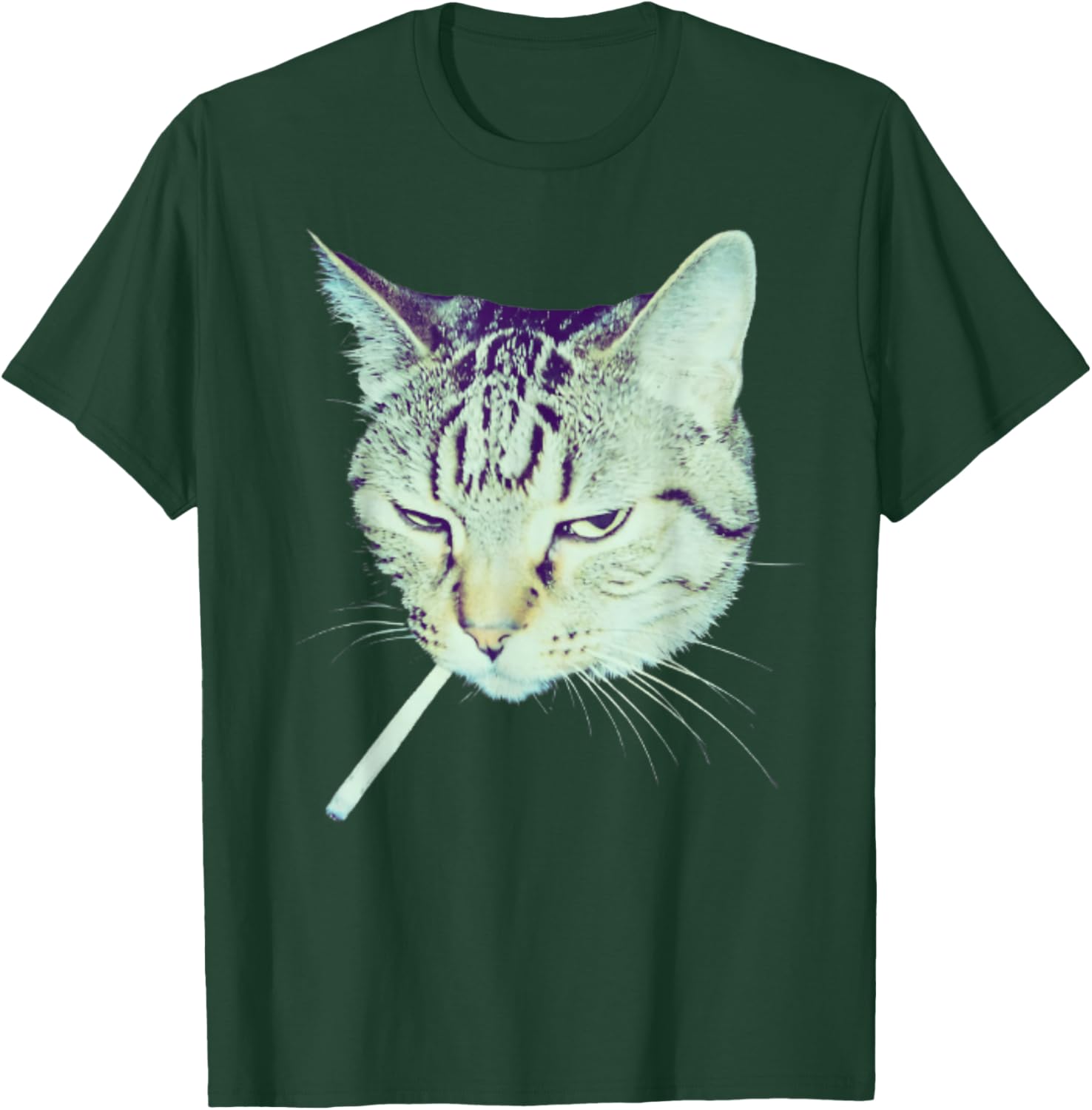 Retro Photo Cigarette Smoking Cat Funny T-Shirt - T-Shirt | Forest