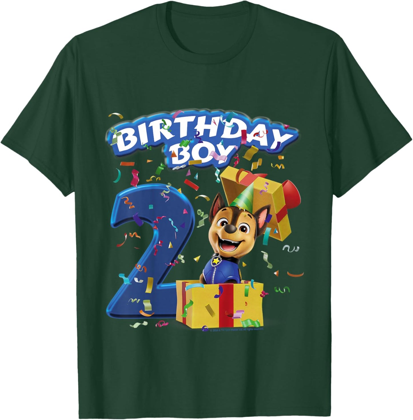 Official Paw Patrol Chase Birthday Boy Age 2 Confetti T-Shirt - T-Shirt | Forest
