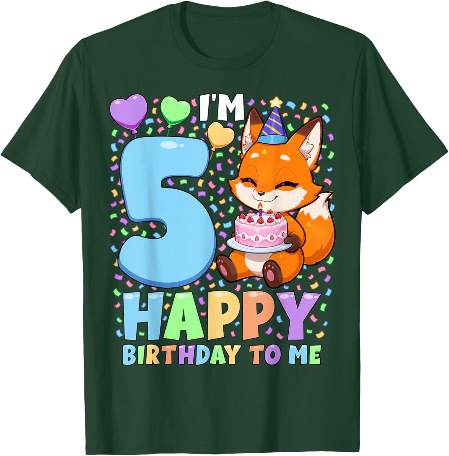 Fox Birthday Party Shirt | Boys 5th Birthday Fox T-Shirt - T-Shirt | Forest