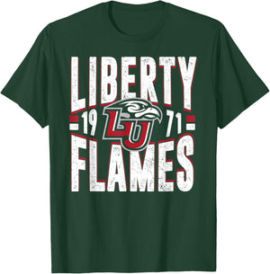 Liberty Flames Vintage 90's Retro Navy Officially Licensed T-Shirt - T-Shirt | Forest