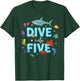 Dive Into Five 5 Year Old 5th Birthday Boy Girl Ocean Animal T-Shirt - T-Shirt | Forest