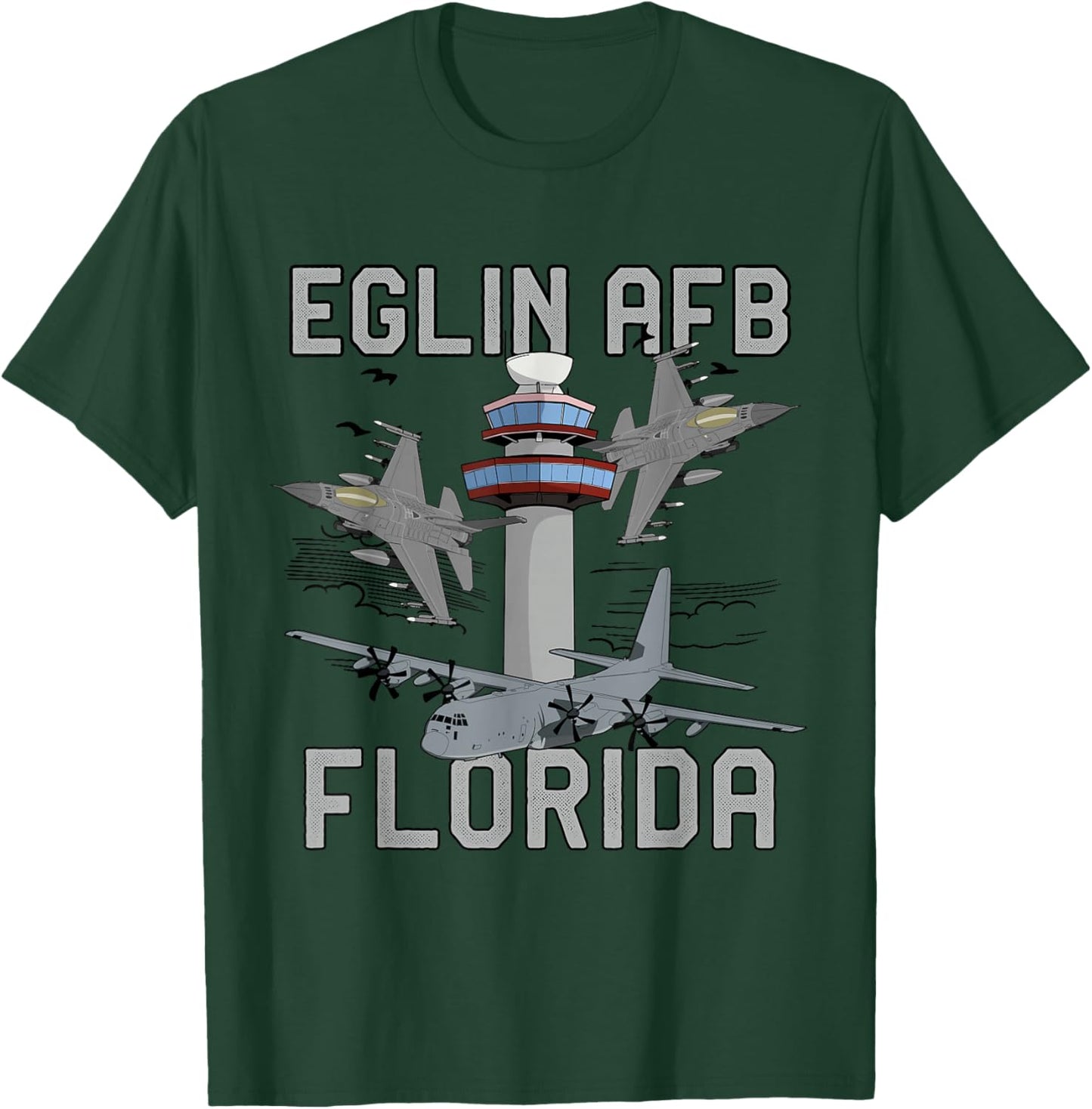 Eglin AFB Florida Air Force Base Fighter Jets Vintage T-Shirt - T-Shirt | Forest