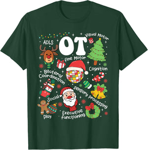 Occupational Therapy Christmas Retro Groovy OT Therapist T-Shirt - T-Shirt | Forest