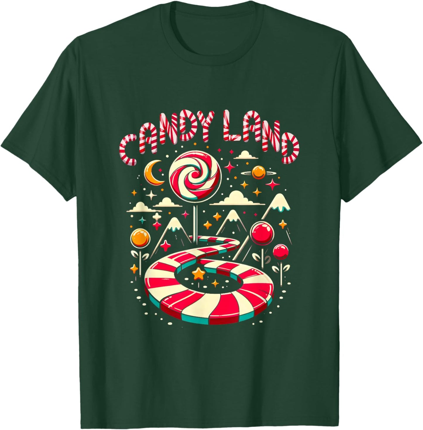 Xmas Candy Land Rainbow Trail Candy Cane Merry Christmas T-Shirt - T-Shirt | Forest