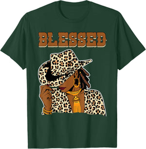 Blessed Cowgirl Black Western Swag African Christian Woman T-Shirt - T-Shirt | Forest
