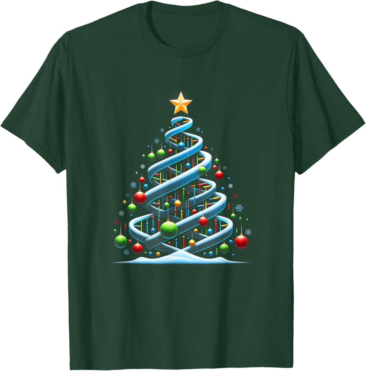 DNA Helix Christmas Tree Scientist Biology Science Teacher T-Shirt - T-Shirt | Forest