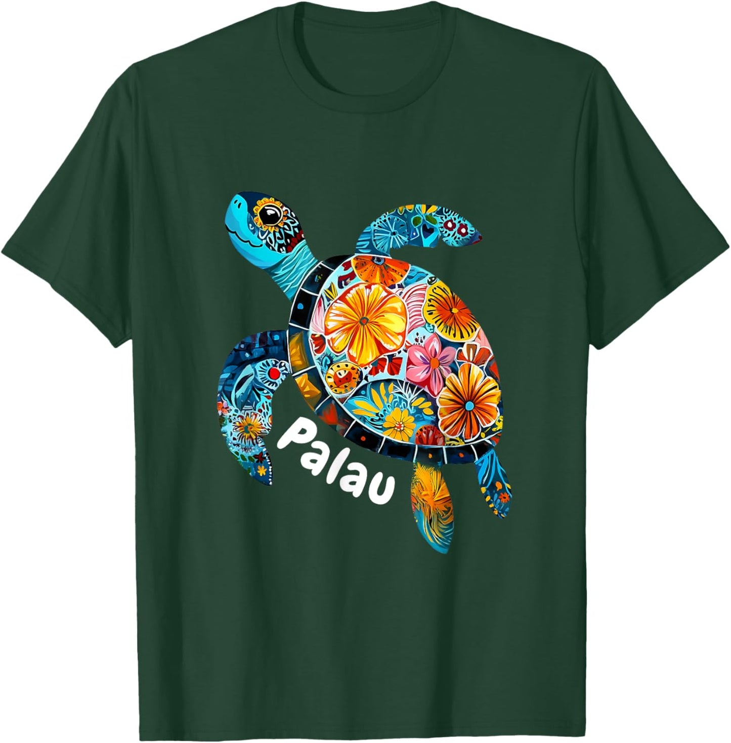 Palau Souvenir Store Palau - -Adults, -Kids - Black - Small - Short Sleeve - - Modern - Cartoon - People - Swimming - Theme T-Shirt - T-Shirt | Forest