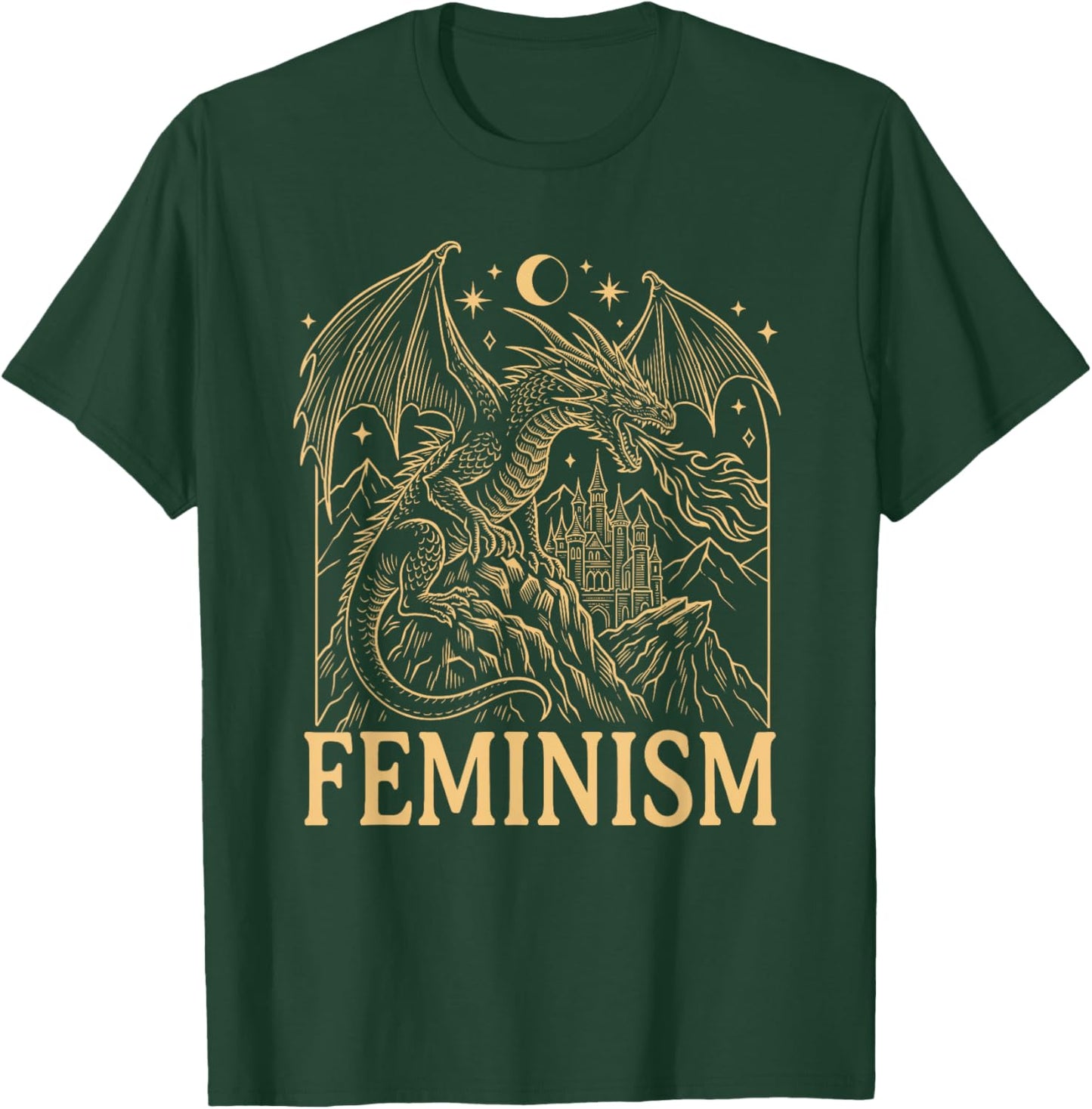 Feminist Gothic Fantasy Dragon Feminism Empowered Woman T-Shirt - T-Shirt | Forest