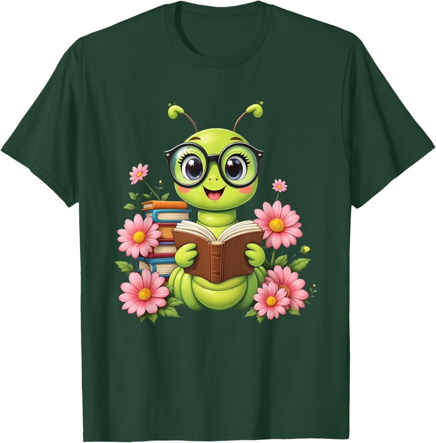 Bookworm Costume Kawaii Reading Worm for World Book Day T-Shirt - T-Shirt | Forest