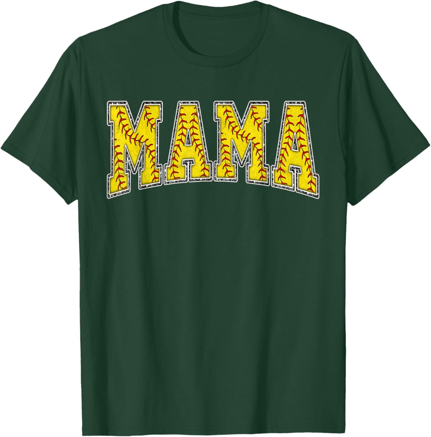 Softball Mama Softball Mom Mothers Day Women Proud Retro T-Shirt - T-Shirt | Forest