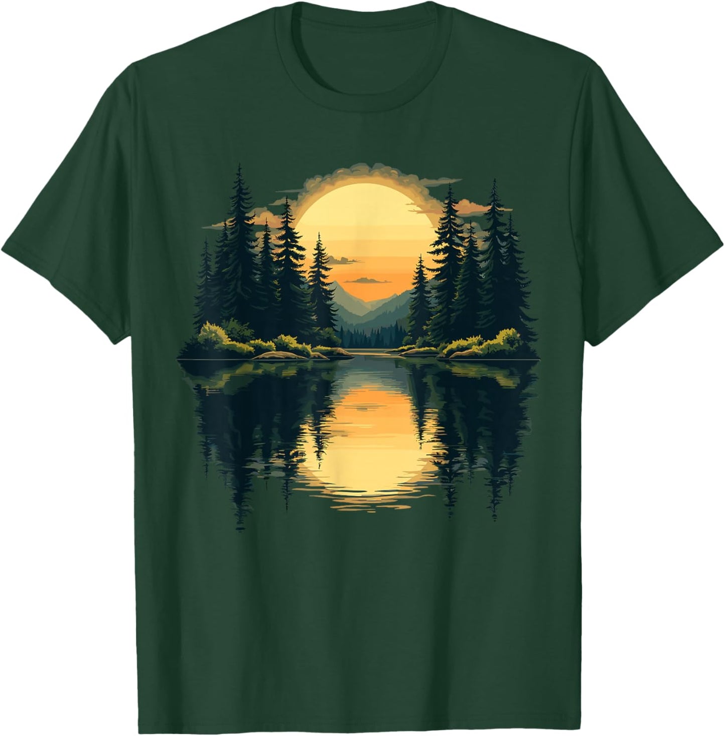 Nature Trees Reflection Forest Outdoor Wildlife T-Shirt - T-Shirt | Forest