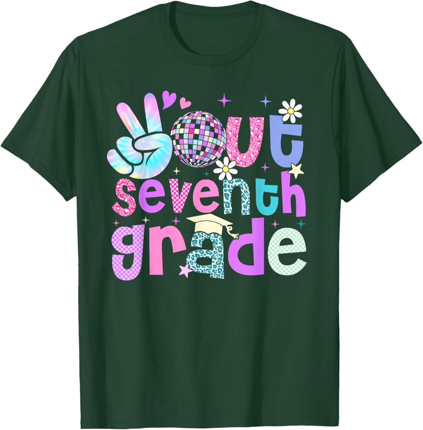 Peace Out Seventh Grade Last Day Of 7th Grade Leopard T-Shirt - T-Shirt | Forest