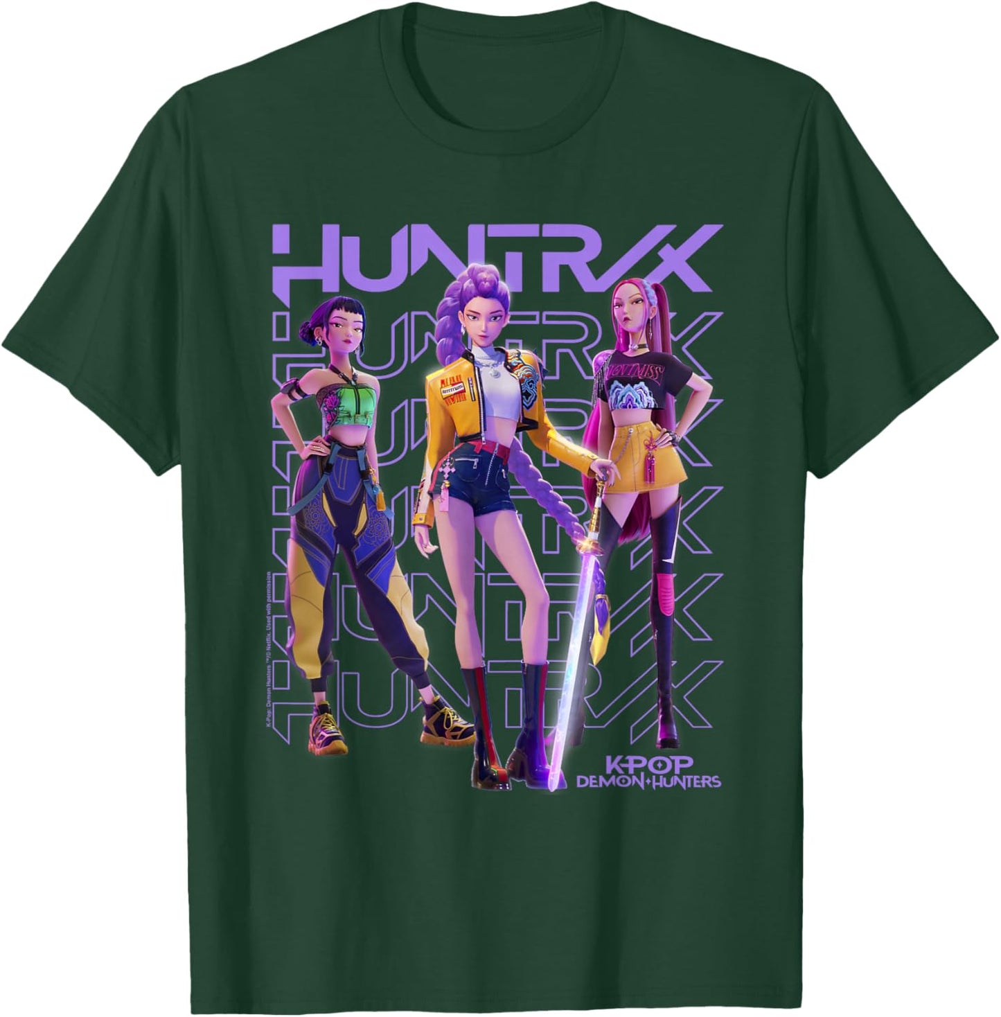 Kpop Demon Hunters Huntrix Trio Officially Licensed T-Shirt - T-Shirt | Forest