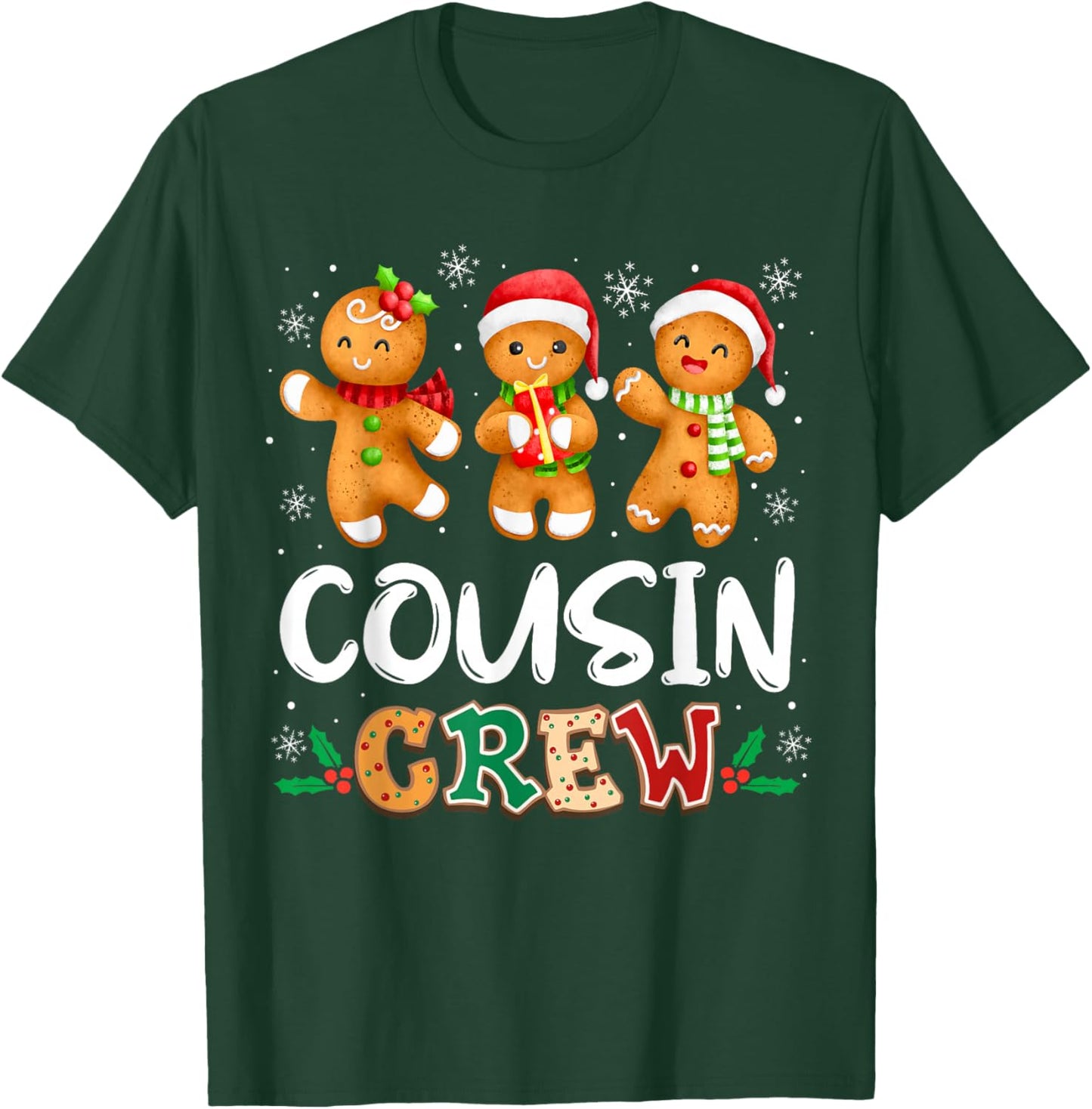 Cousin Crew Christmas Pajama Shirt Gingerbread Man T-Shirt - T-Shirt | Forest