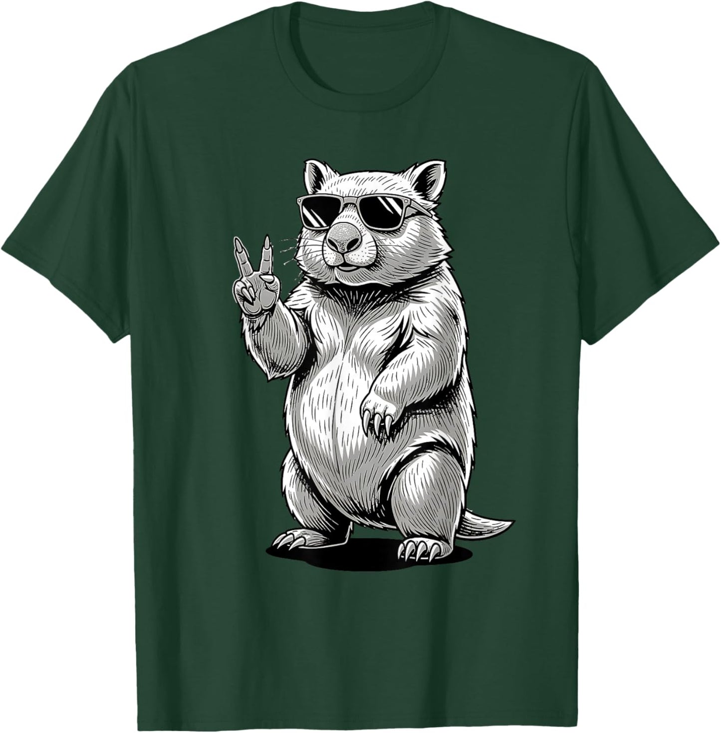 Wombat Australie Rétro Rock Musique Cadeau Drôle Mignon Wombat T-Shirt - T-Shirt | Forest