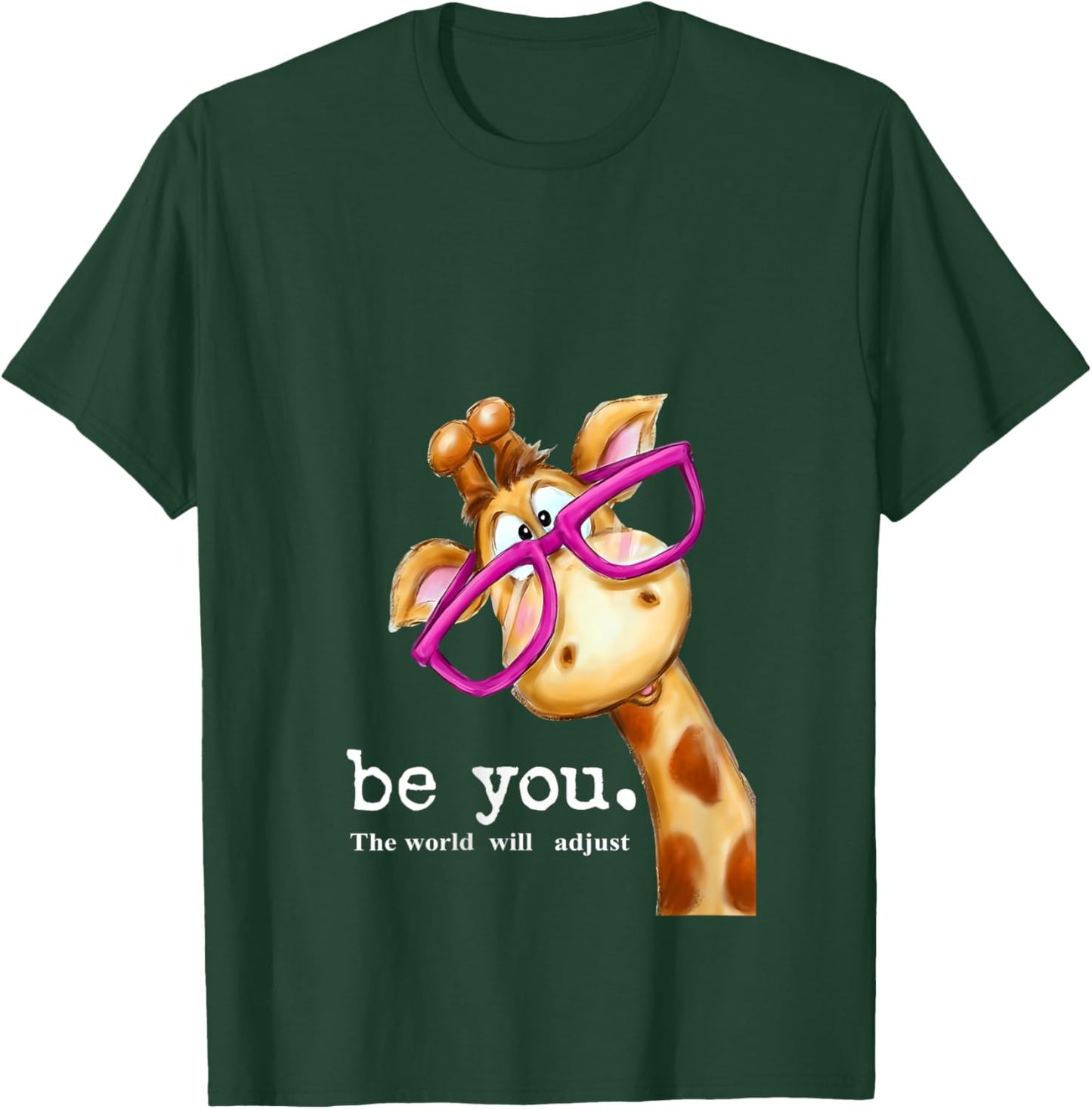 Be You The World Will Adjust Cute Lover Giraffe Glasses V-Neck T-Shirt - T-Shirt | Forest
