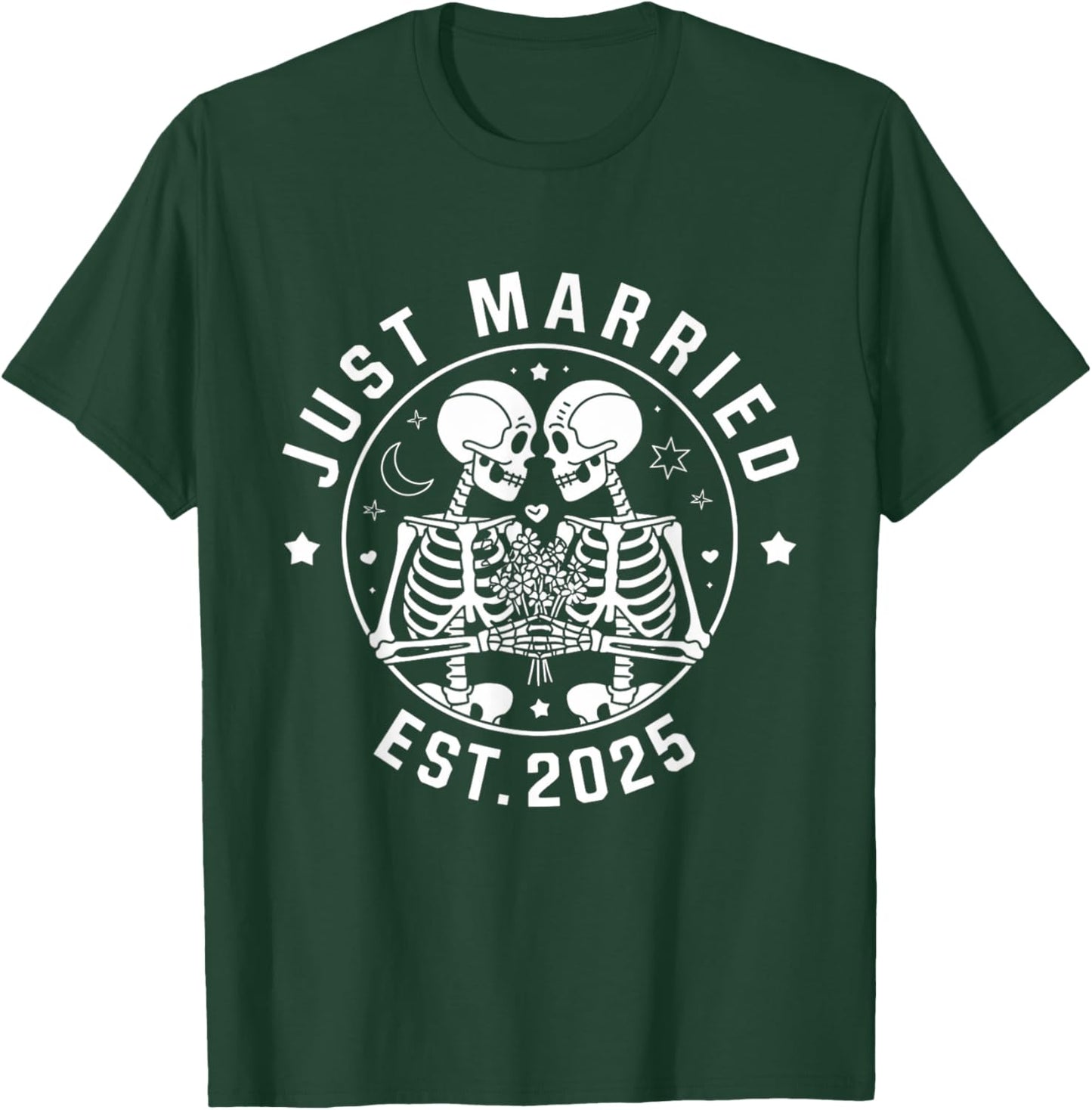 Just Married Skeleton Couple Est. 2025 T-Shirt - T-Shirt | Forest