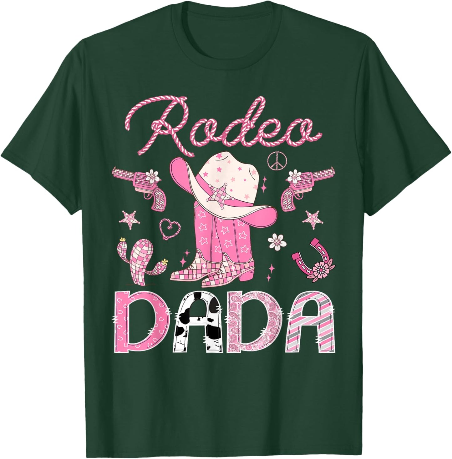 Rodeo Dada 1St Birthday Pink Boots Disco Cowgirl T-Shirt - T-Shirt | Forest