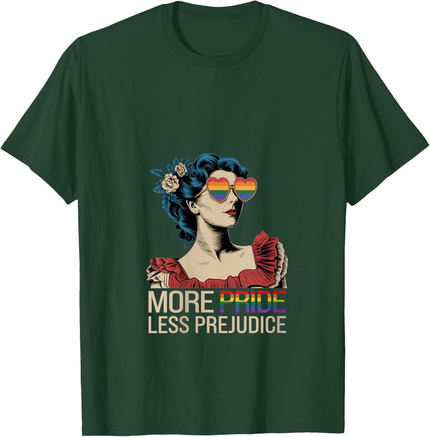 More Pride Less Prejudice Pride Month LGBTQ V-Neck T-Shirt - T-Shirt | Forest