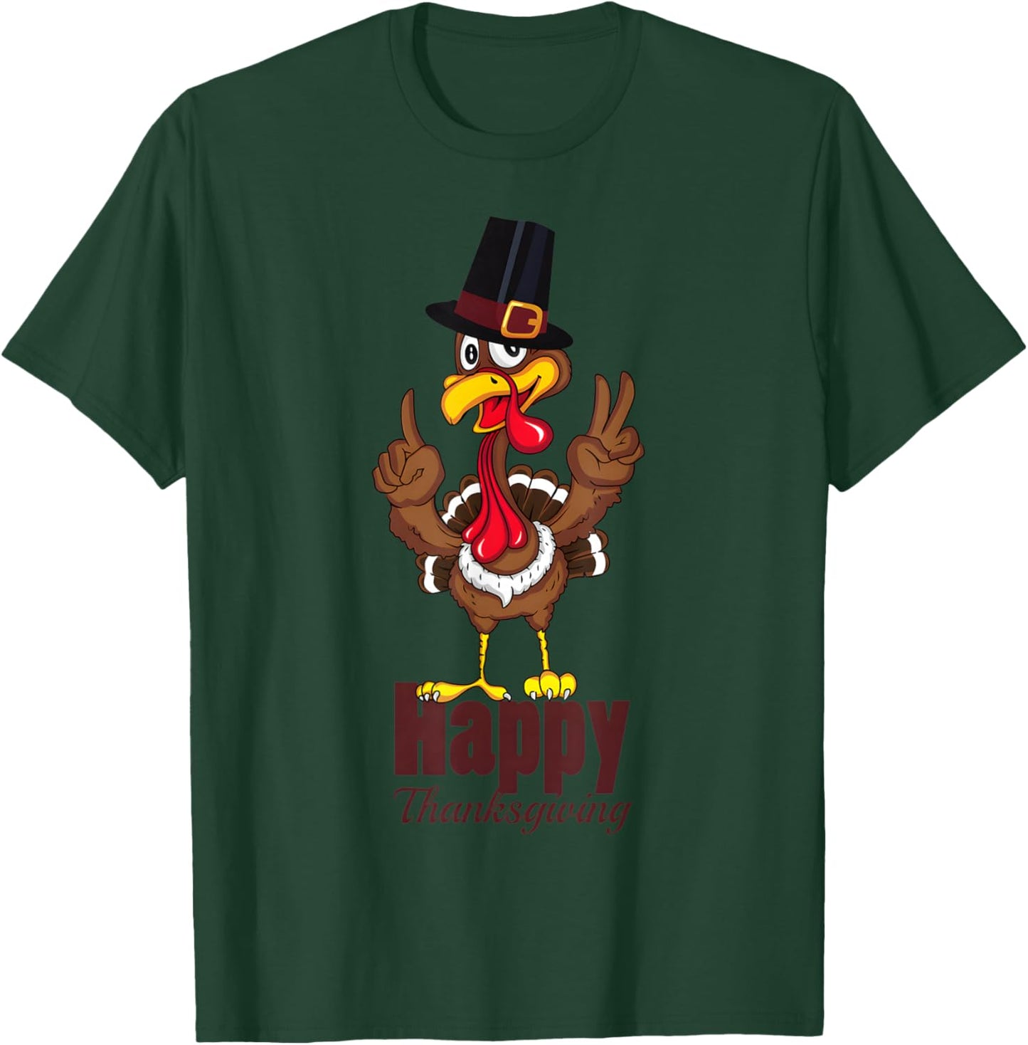 Happy Thanksgiving Funny Turkey Family Men Women Graphic T-Shirt - T-Shirt | Forest