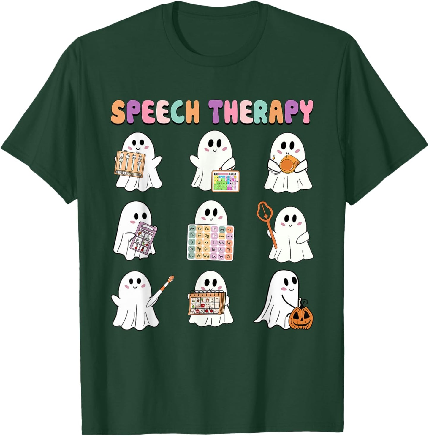 Speech Therapy Ghost SLP Ghost Speech Therapist Halloween T-Shirt - T-Shirt | Forest
