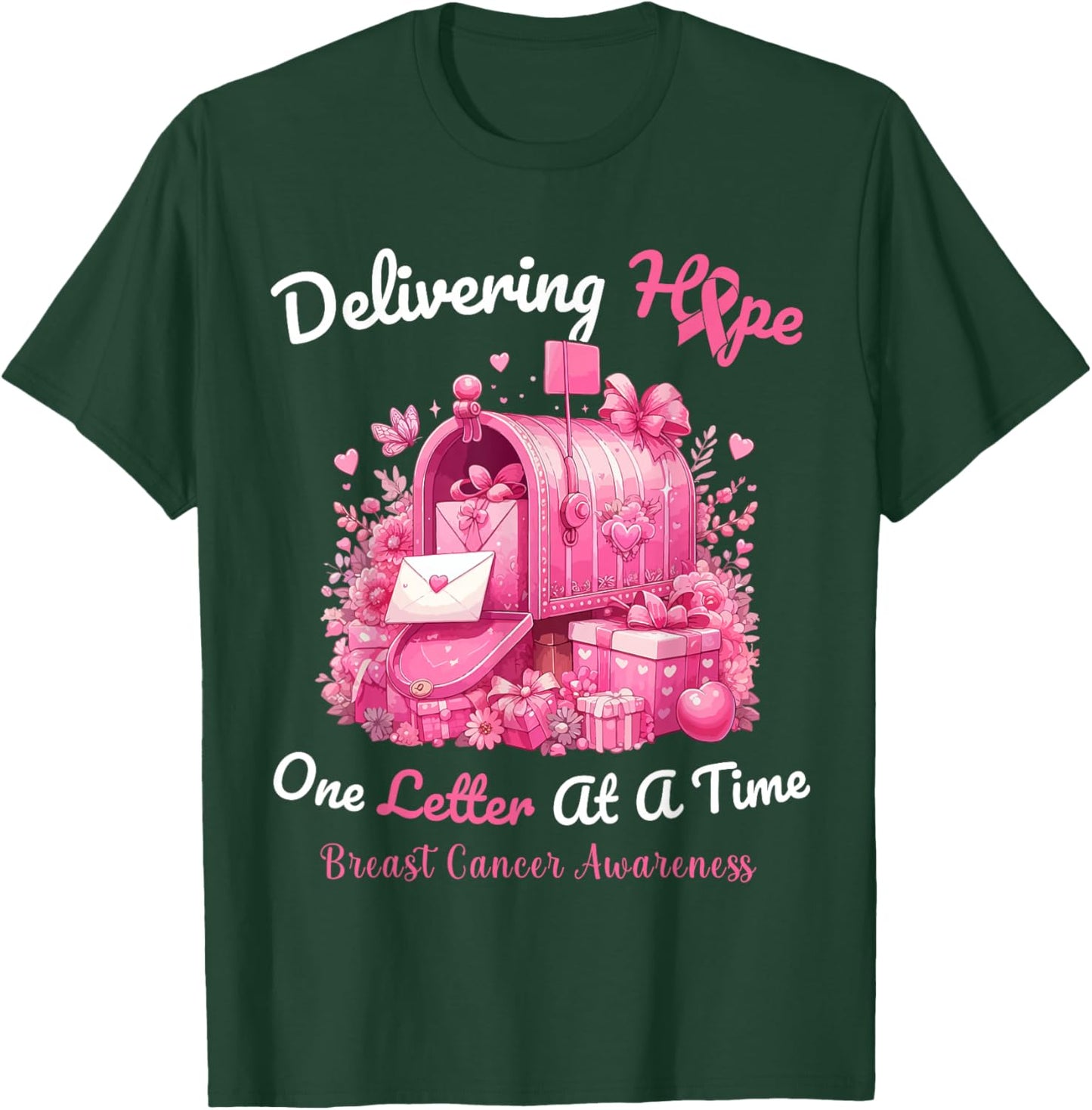Postal Clerk Breast Cancer Awareness October We Wear Pink T-Shirt - T-Shirt | Forest