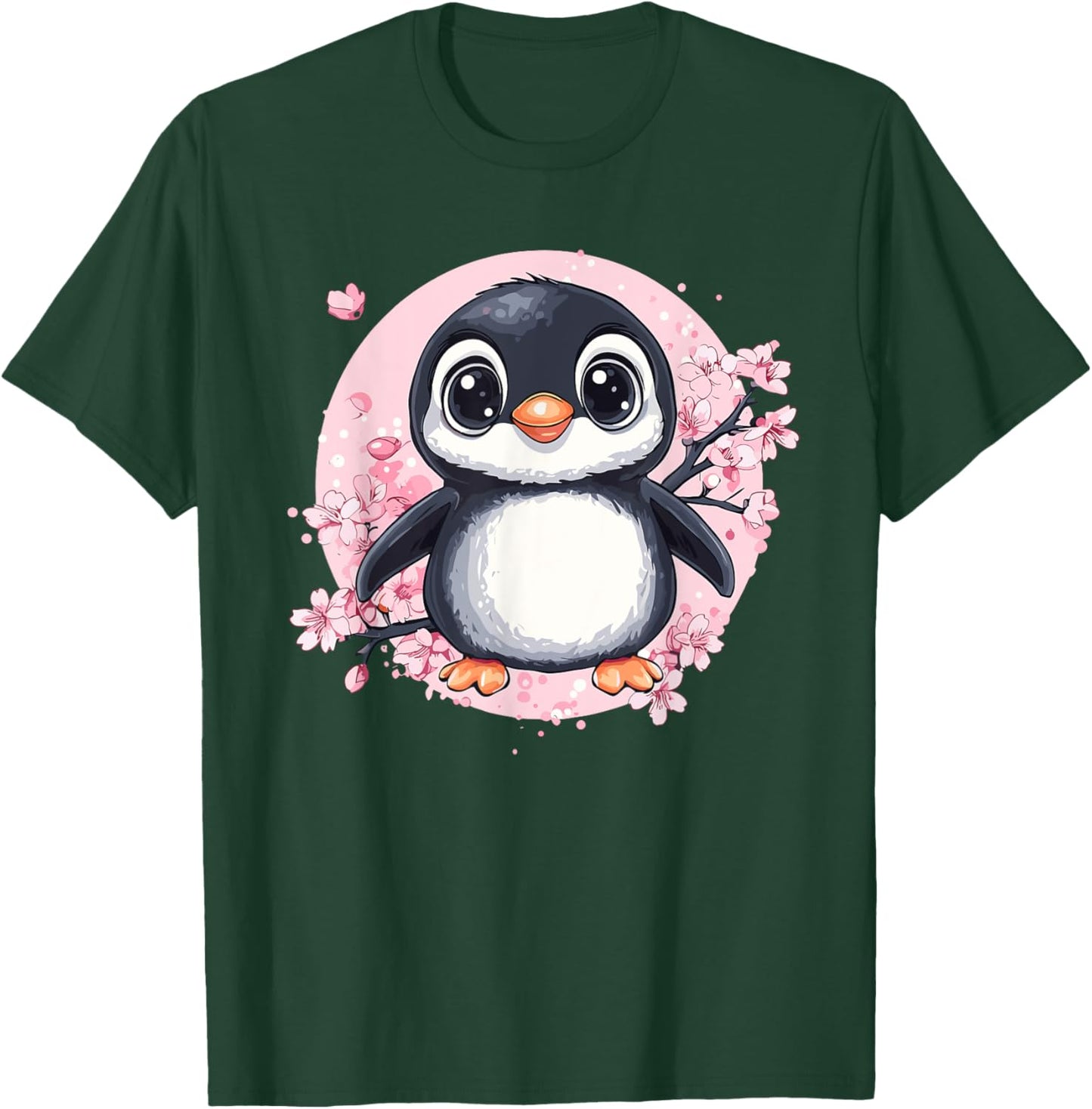 Cute Penguin Sakura Blossom Delight T-Shirt - T-Shirt | Forest