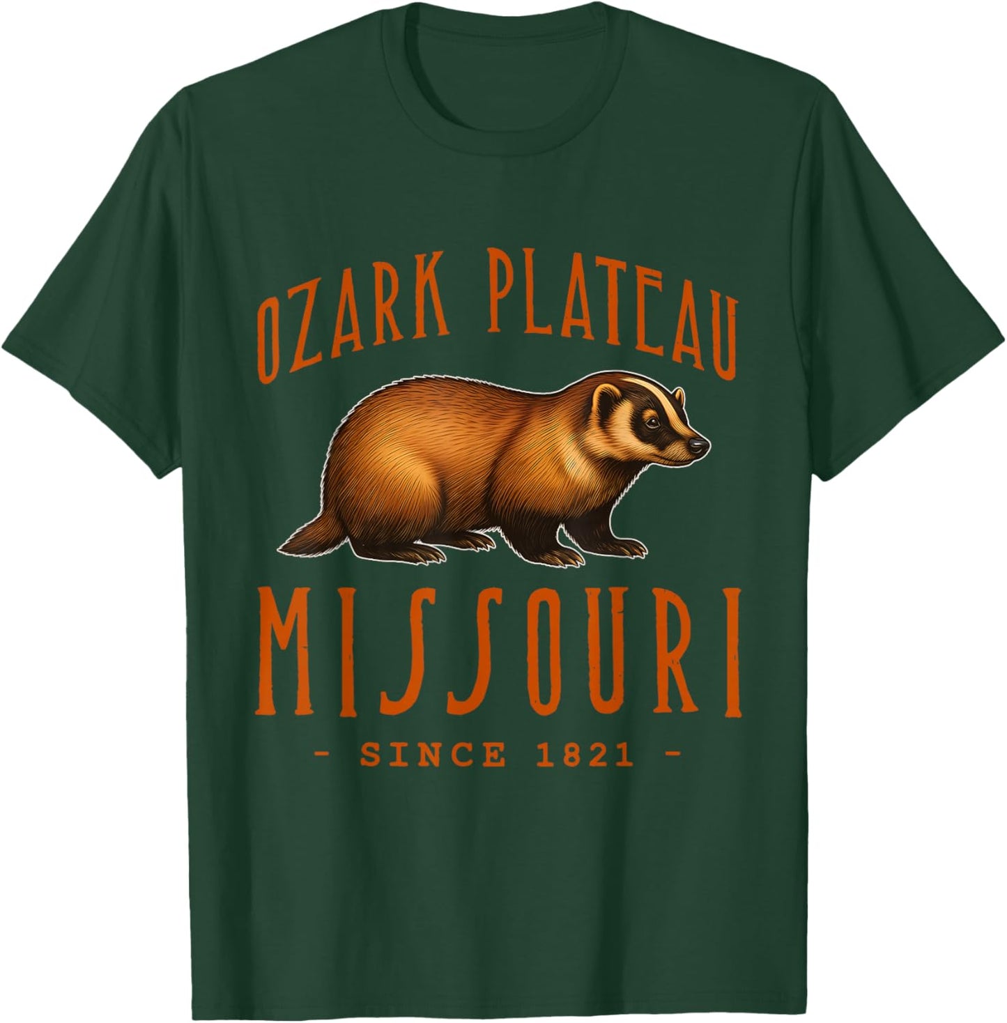 Ozark Plateau Missouri Badger Wildlife T-Shirt - T-Shirt | Forest