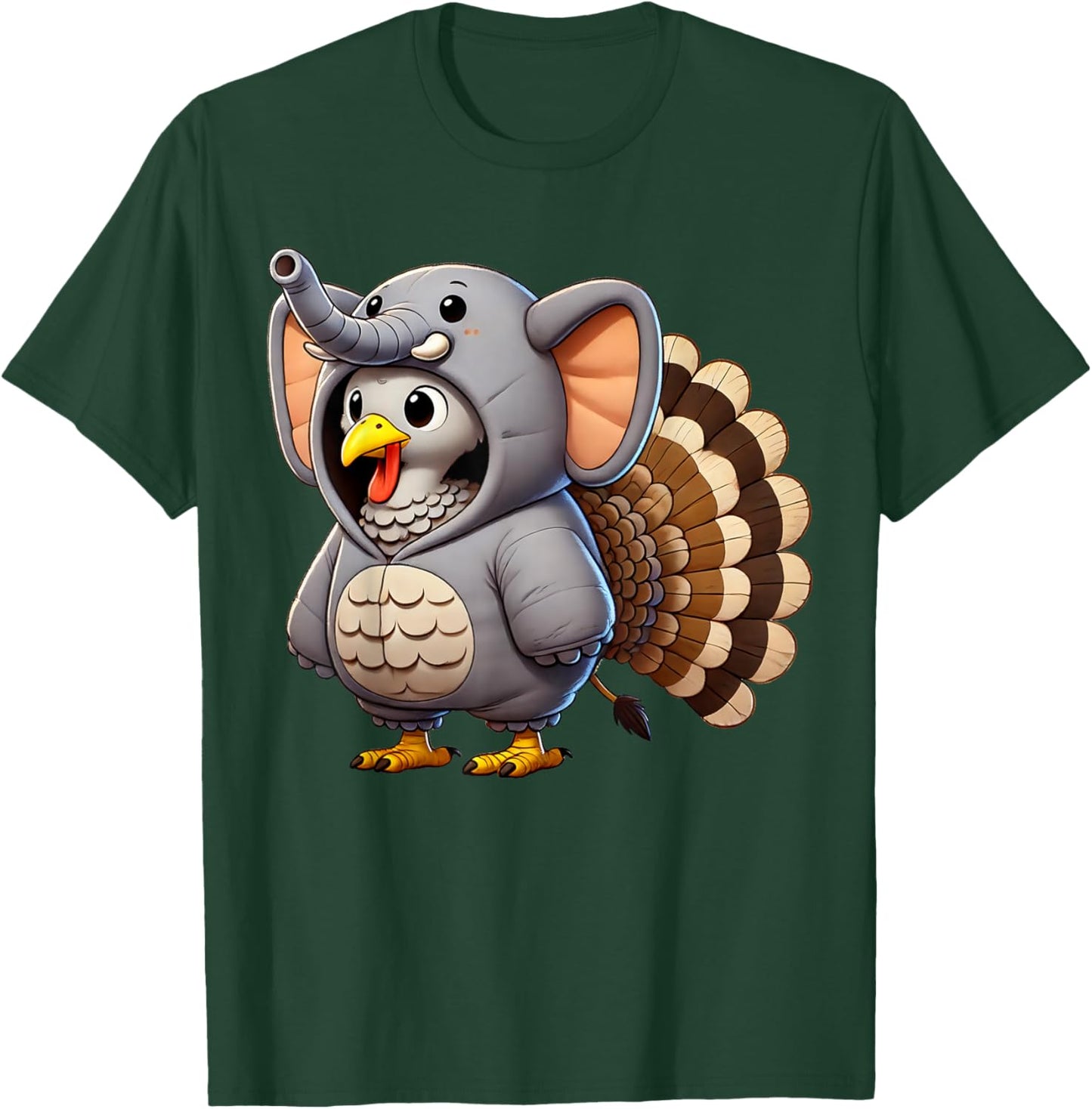 Turkey Elephant Costumed Turkey Day Funny Thanksgiving 2025 T-Shirt - T-Shirt | Forest