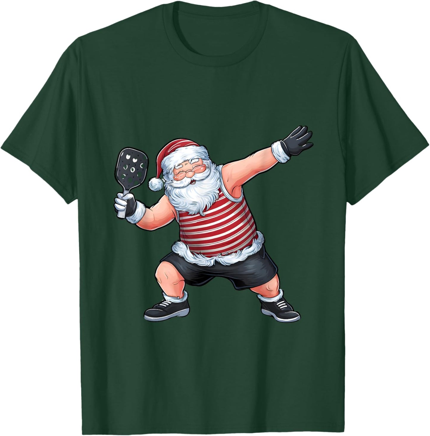 Funny Santa Clause Playing Pickleball Christmas Father's Day T-Shirt - T-Shirt | Forest