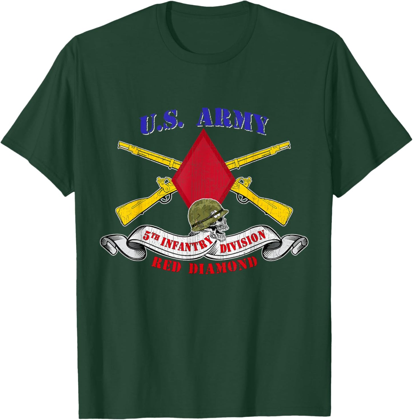 5th Infantry Division 5th ID Red Diamond Veteran Gifts T-Shirt - T-Shirt | Forest