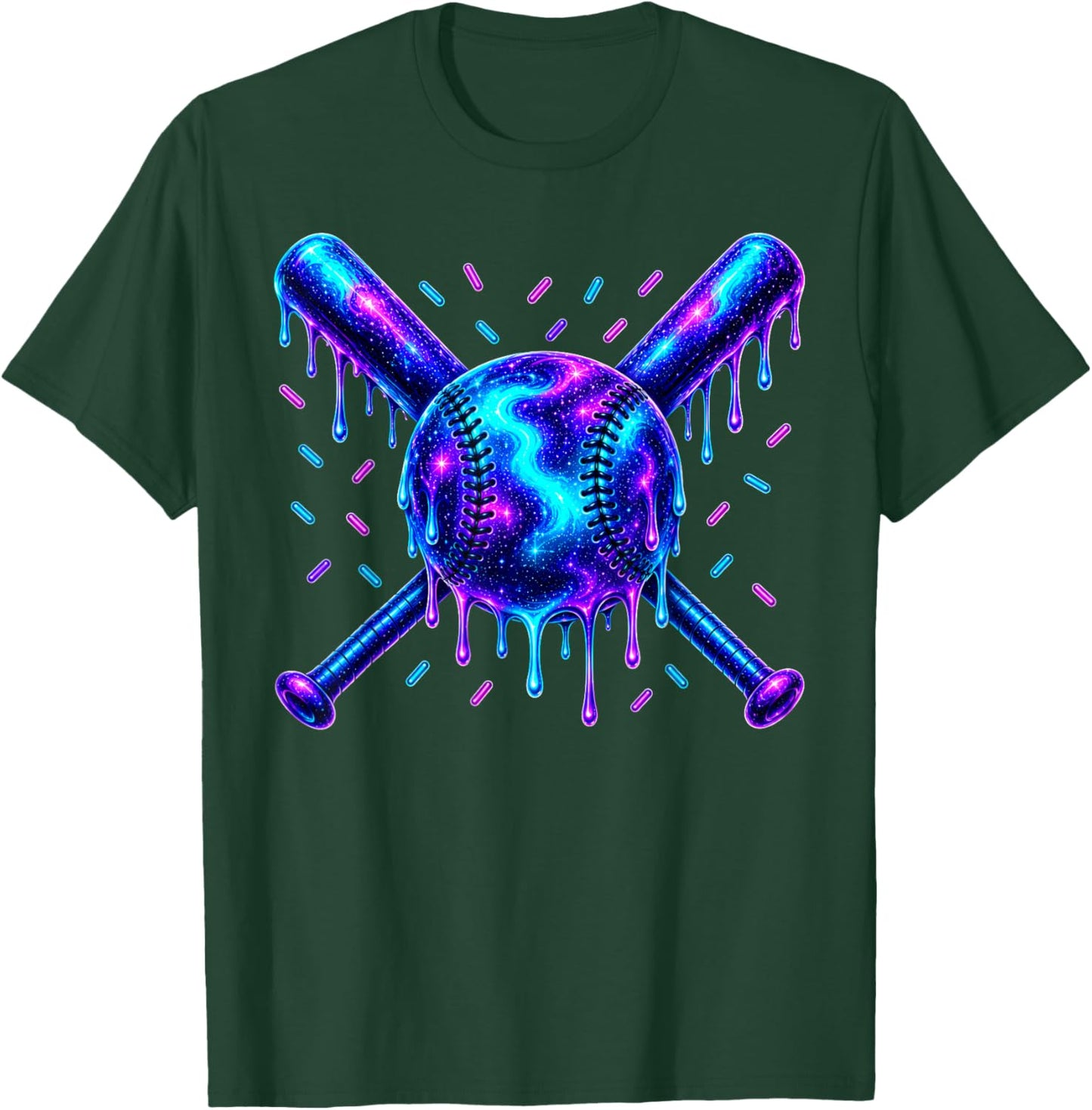 Baseball Drip Ice Cream Boys Cosmic Baseball Glow T-Shirt - T-Shirt | Forest