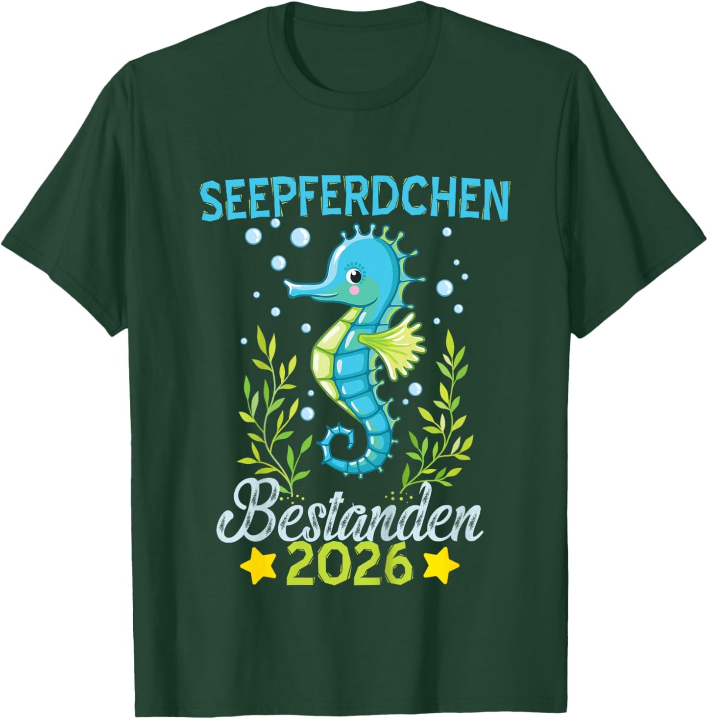 Seahorse Bestanden Frühschwimmer Badge, 2026 T-Shirt - T-Shirt | Forest