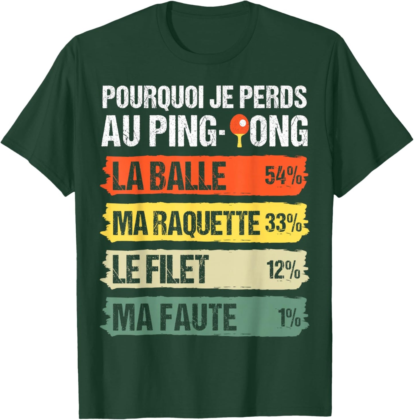 Pourquoi Je Perds Au Ping-Pong Humour Pongiste Cadeau Rétro T-Shirt - T-Shirt | Forest