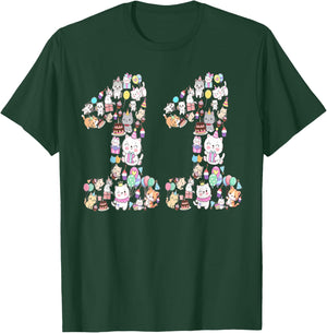 11 Year Old Cat Lover 11th Birthday Cat Animals Themed T-Shirt - T-Shirt | Forest